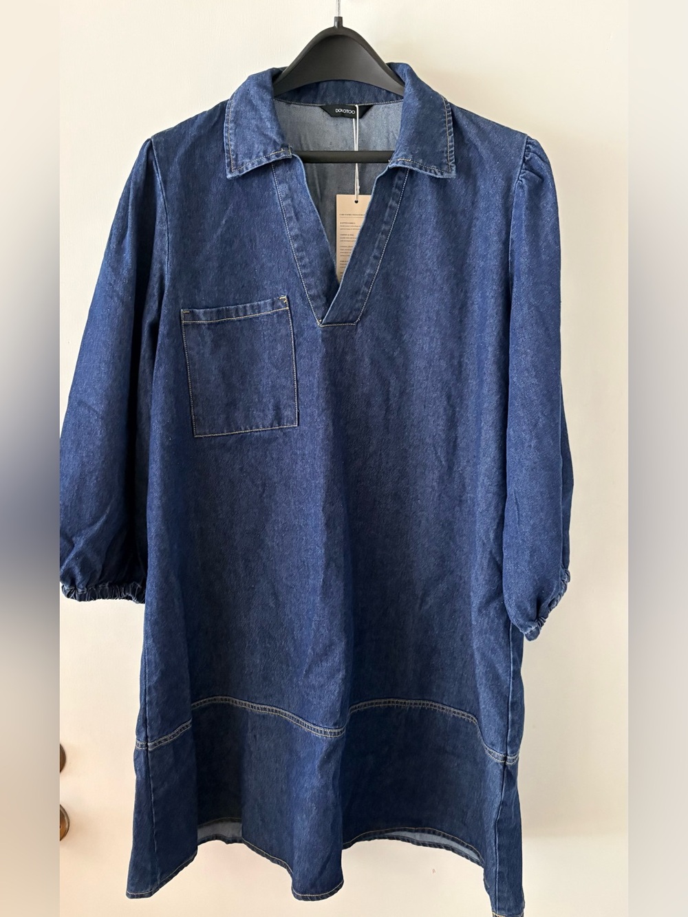 Dokotoo- denim v-neck collared dress - size large